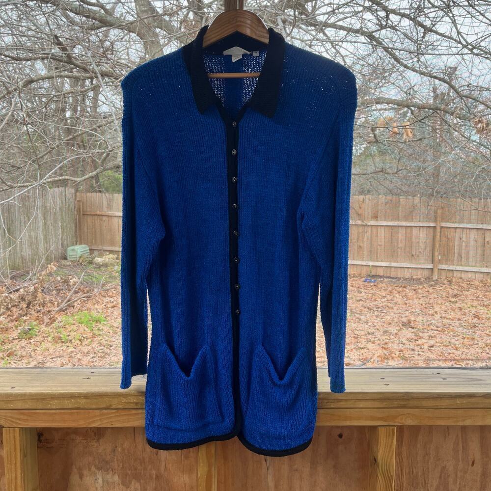French Rags Women's Vintage Blue Cardigan Sweater Size 3 (Large)